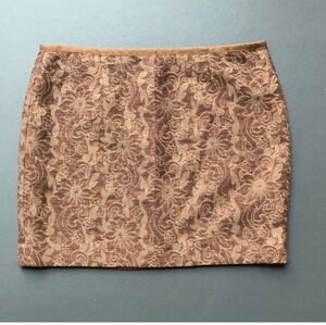 Fossil brown tapestry pencil mini skirt size 6 small